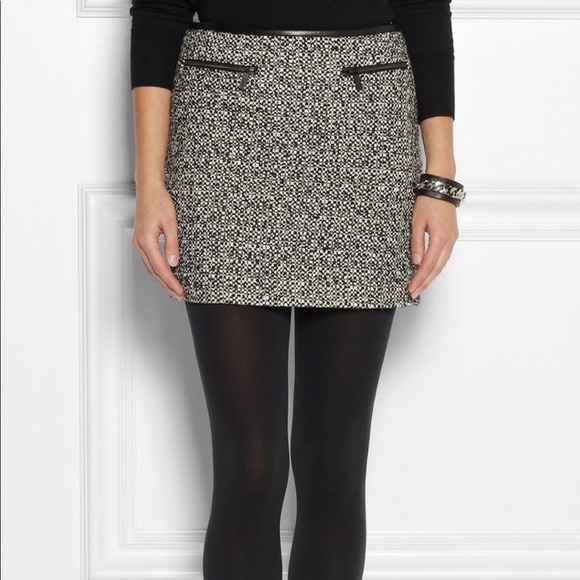 Karl Lagerfeld  Leather trimmed  tweed Mini Skirt - Picture 2 of 8